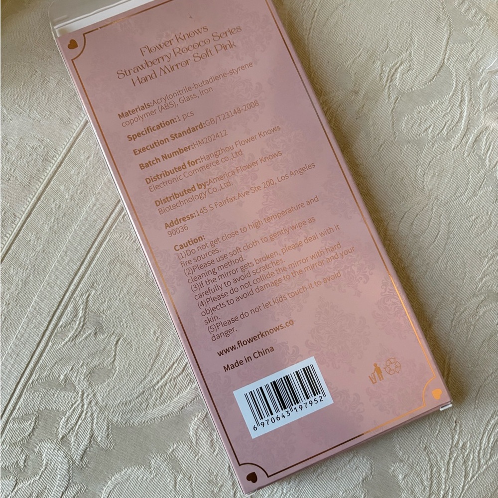 Flower Knows Strawberry Rococo Handheld Makeup Beauty Mirror Pink BNIB - Picture 7 of 13
